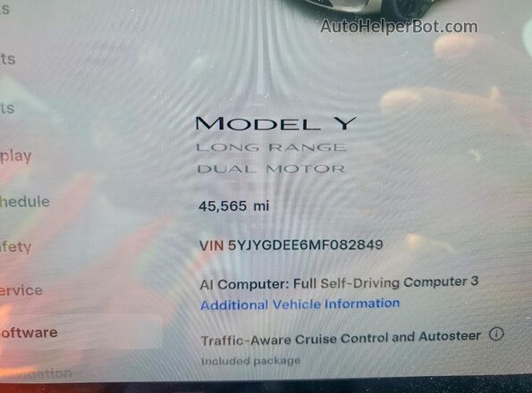 5YJYGDEE6MF082849 2021 TESLA MODEL Белый Вид щитка приборов