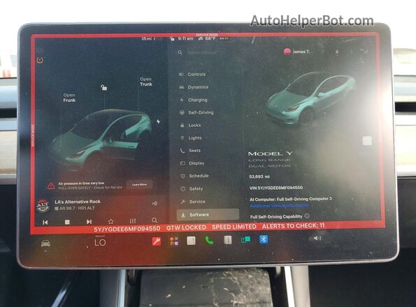 5YJYGDEE6MF094550 2021 TESLA MODEL Серый Вид щитка приборов