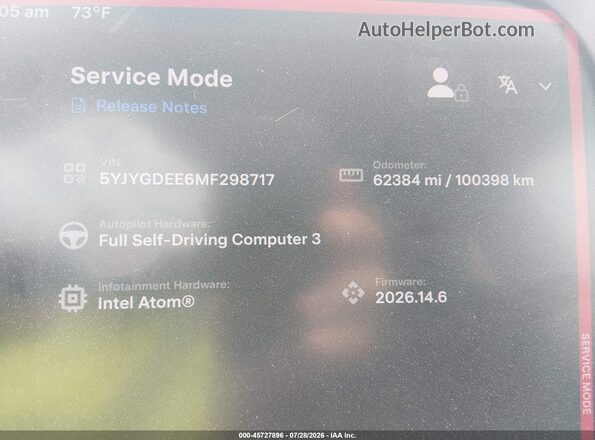 5YJYGDEE6MF298717 2021 TESLA MODEL Y White Widok wnętrza z tyłu