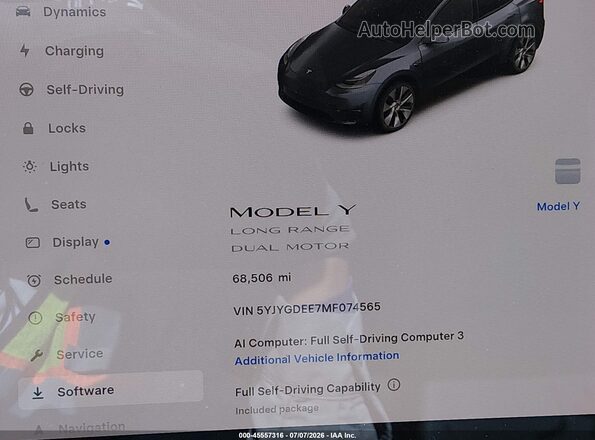5YJYGDEE7MF074565 2021 TESLA MODEL Y Gray Widok tylnych siedzeń