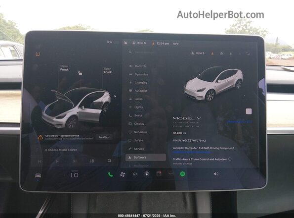 5YJYGDEE7MF279142 2021 TESLA MODEL Y Белый 