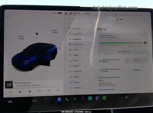5YJYGDEF2LF003278 2020 TESLA MODEL Y Blue 
