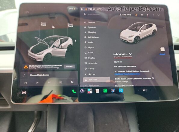 5YJYGDEF2MF251709 2021 TESLA MODEL Белый Вид щитка приборов