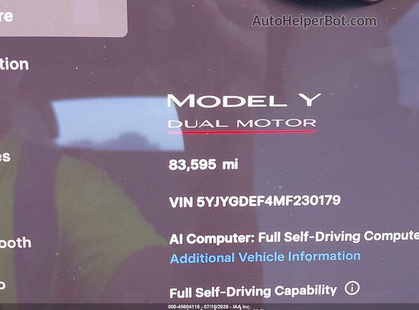 5YJYGDEF4MF230179 2021 TESLA MODEL Y White 