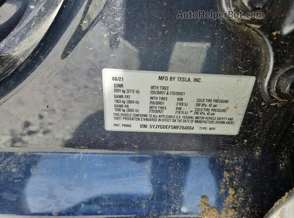 5YJYGDEF5MF264664 2021 TESLA MODEL Gray Widok komory silnika