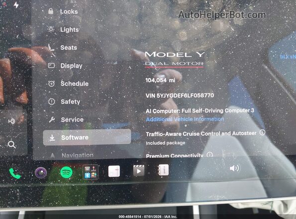 5YJYGDEF6LF058770 2020 TESLA MODEL Y Черный Панорамный вид салона 360°
