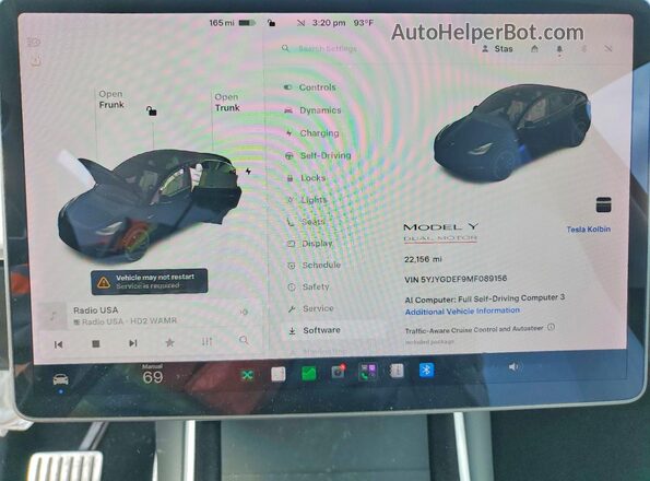 5YJYGDEF9MF089156 2021 TESLA MODEL Черный Вид щитка приборов