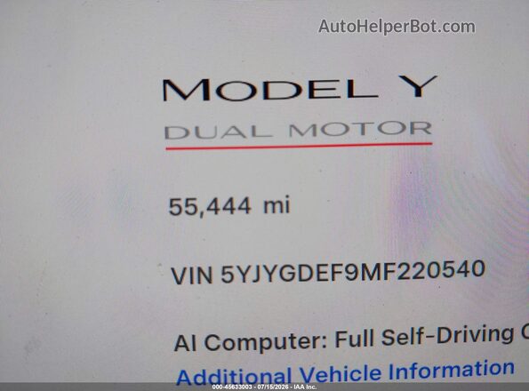 5YJYGDEF9MF220540 2021 TESLA MODEL Y Black 