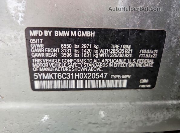 5YMKT6C31H0X20547 2017 BMW X5 Silver Вид підкапотного простору