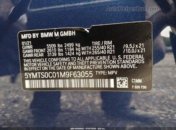 5YMTS0C01M9F63055 2021 BMW X3 Blue Widok komory silnika