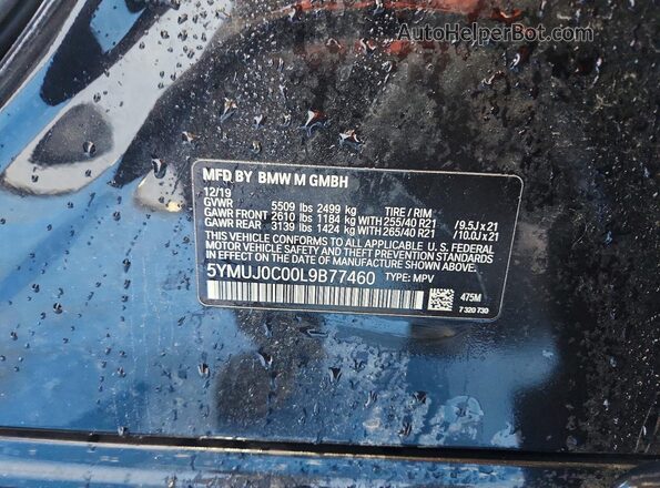 5YMUJ0C00L9B77460 2020 BMW X4 Gray Widok naklejki z numerem VIN