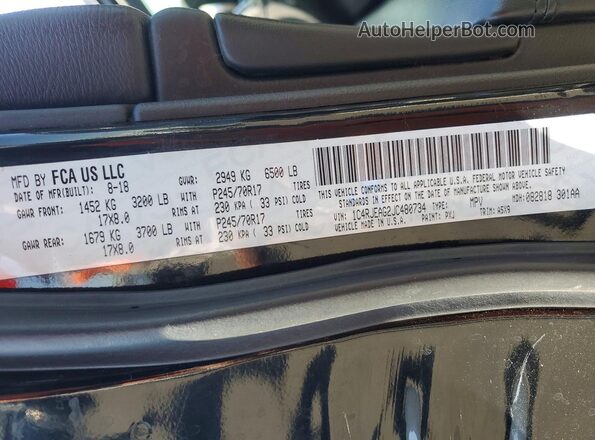 1C4RJEAG2JC480734 2018 JEEP GRAND Черный Панорамный вид салона 360°