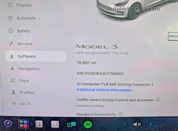 5YJ3E1EA3LF799963 2020 TESLA MODEL 3 White Widok wnętrza z tyłu