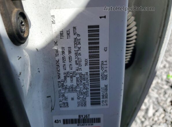 5TFRY5F12JX241144 2018 TOYOTA TUNDRA White Vista de la etiqueta del VIN