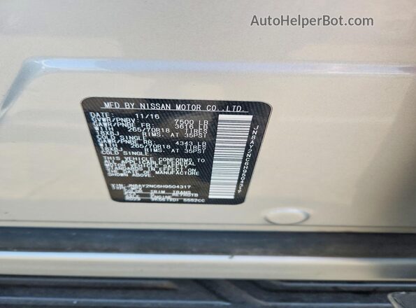JN8AY2NC6H9504317 2017 NISSAN ARMADA Silver Панорамний вид салону 360°