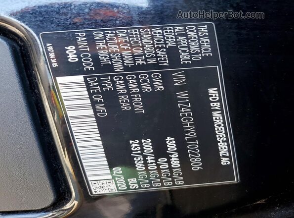 W1Z4EGHY9LT022806 2020 MERCEDES-BENZ SPRINTER Черный Панорамный вид салона 360°
