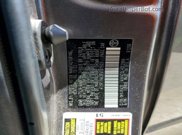 4T1R11AK3PU761923 2023 TOYOTA CAMRY Charcoal Vista de la etiqueta del VIN