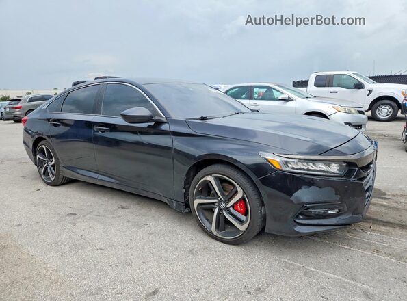 1HGCV1F37JA048226 2018 HONDA ACCORD Black Front view