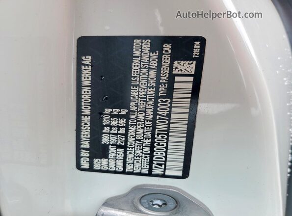 WZ1DB0G05TW074003 2026 TOYOTA GR Белый Вид наклейки с VIN-кодом