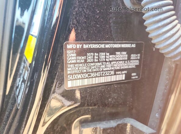 5UXWX9C36H0T23236 2017 BMW X3 Black Vista interior de 360 grados