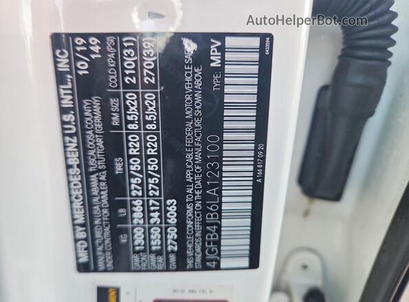 4JGFB4JB6LA123100 2020 MERCEDES-BENZ GLE White 360 interior view