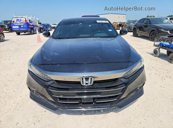 1HGCV1F34NA080279 2022 HONDA ACCORD Black უკანა ხედი