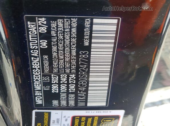 W1KAF4GB0SR247783 2025 MERCEDES-BENZ C Black VIN კოდის სტიკერის ხედი