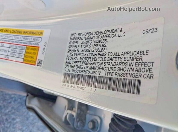 1HGCY2F56RA006012 2024 HONDA ACCORD White უკანა სალონის ხედი