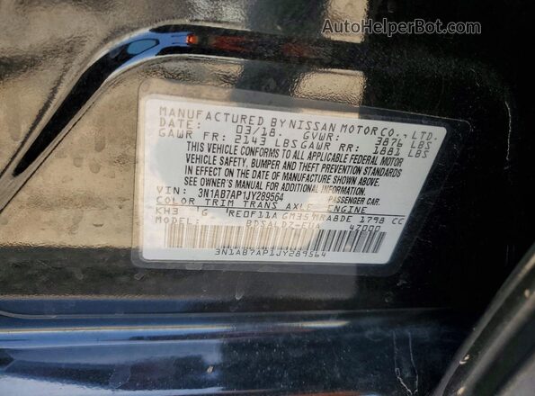 3N1AB7AP1JY289564 2018 NISSAN SENTRA Black Widok naklejki z numerem VIN