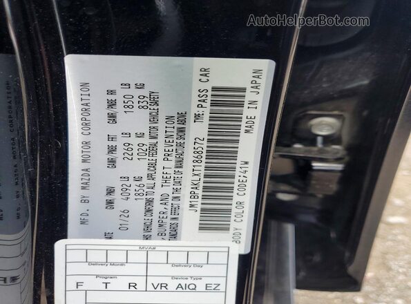 JM1BPAKLXT1868572 2026 MAZDA 3 Black VIN sticker view