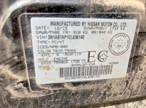 3N1AB7AP1GL636140 2016 NISSAN SENTRA Black Սալոնի հետևի տեսք