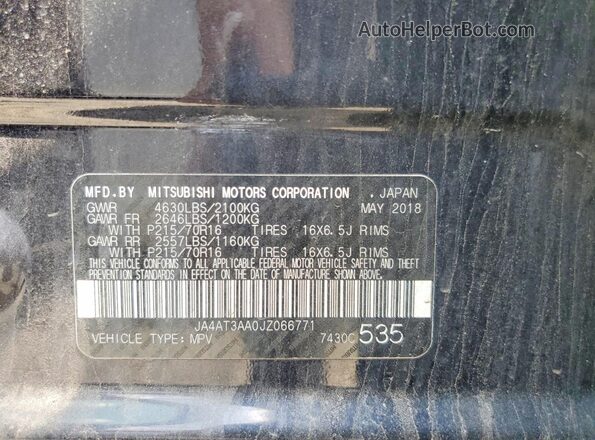 JA4AT3AA0JZ066771 2018 MITSUBISHI ECLIPSE Black Vista interior de 360 grados