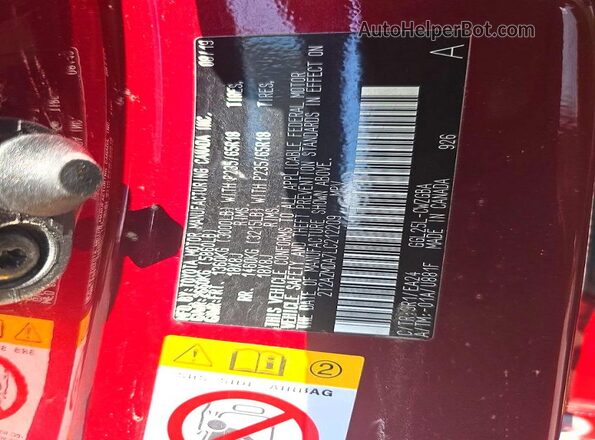 2T2AZMDA7LC212209 2020 LEXUS RX 350 Red Rear seats view
