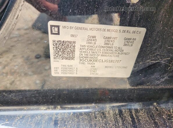 3GCUKREC1JG181707 2018 CHEVROLET SILVERADO Black Vista de la etiqueta del VIN
