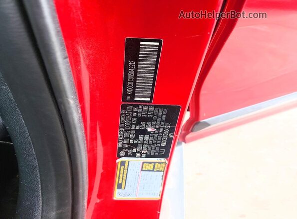 KNDCC3LC0H5042212 2017 KIA NIRO Red VIN კოდის სტიკერის ხედი