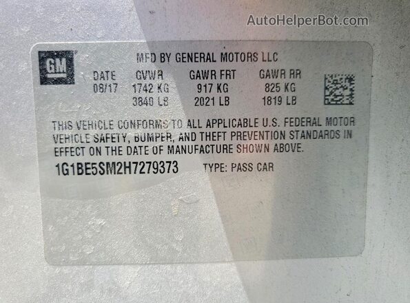 1G1BE5SM2H7279373 2017 CHEVROLET CRUZE Silver ძრავის განყოფილების ხედი
