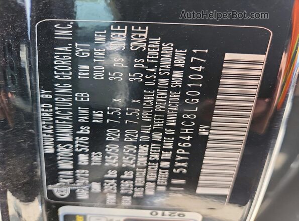 5XYP64HC8LG010471 2020 KIA TELLURIDE Black 360 interior view