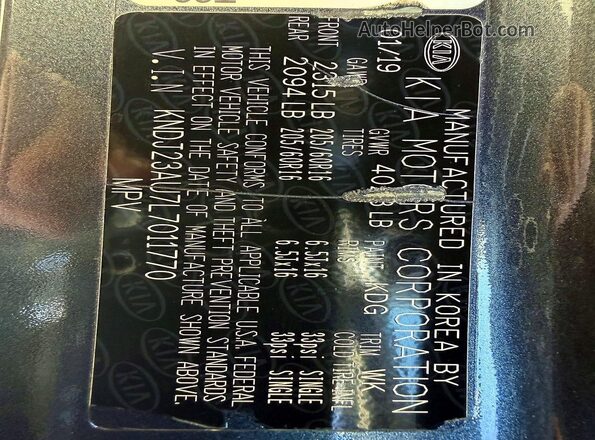KNDJ23AU7L7011770 2020 KIA SOUL Угольный 