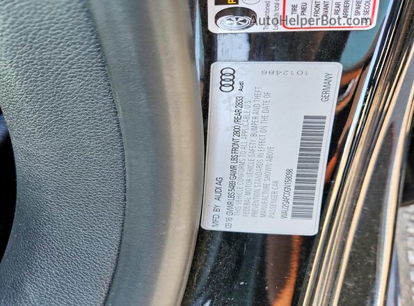 WAU2GAFC0GN158098 2016 AUDI A7 Black Vista de la etiqueta del VIN