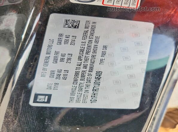 1G1FH1R71J0146409 2018 CHEVROLET CAMARO Black VIN sticker view