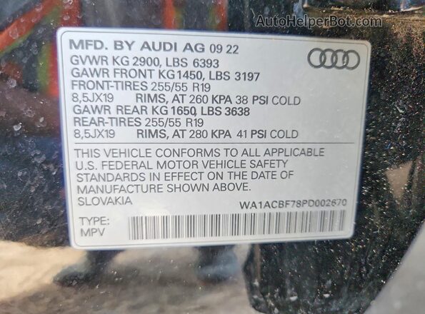 WA1ACBF78PD002670 2023 AUDI Q7 Black 360 interior view