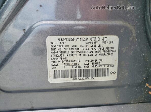 JN1EV7AR0JM441184 2018 INFINITI Q50 Gray VIN կոդի պիտակի տեսք
