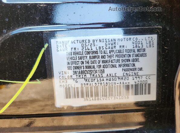 3N1AB8CV2SY341058 2025 NISSAN SENTRA Black VIN sticker view