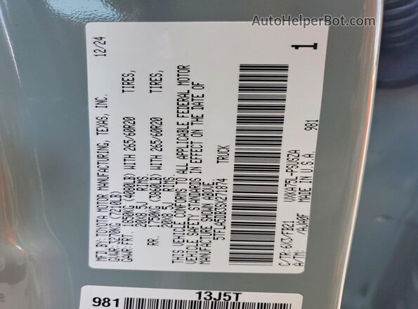 5TFLA5DB3SX271874 2025 TOYOTA TUNDRA Green VIN sticker view
