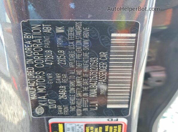 KNALB4J15J5120593 2018 KIA CADENZA Gray Vista de la etiqueta del VIN