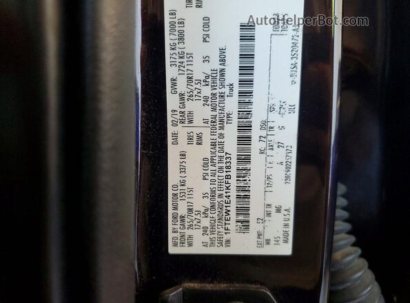 1FTEW1E41KFB18337 2019 FORD F150 Purple VIN sticker view
