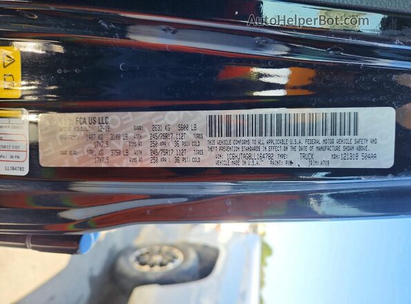 1C6HJTAG8LL164782 2020 JEEP GLADIATOR Черный Вид наклейки с VIN-кодом