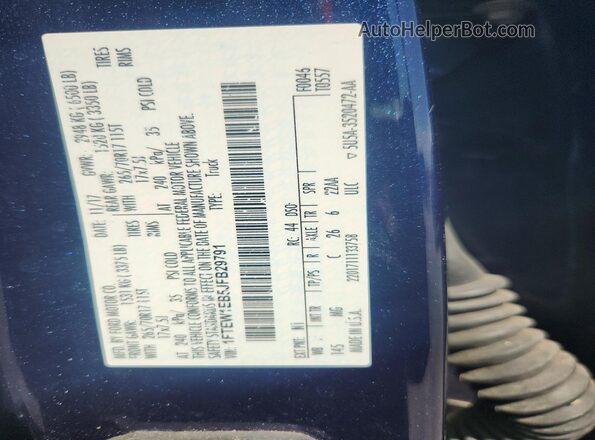 1FTEW1EB5JFB29791 2018 FORD F150 Blue Вид наклейки з VIN-кодом