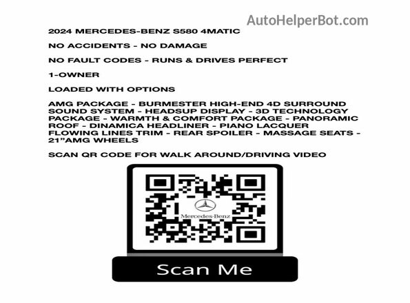 W1K6G7GB4RA288415 2024 MERCEDES-BENZ S-CLASS Black Առջևի վահանակի տեսք