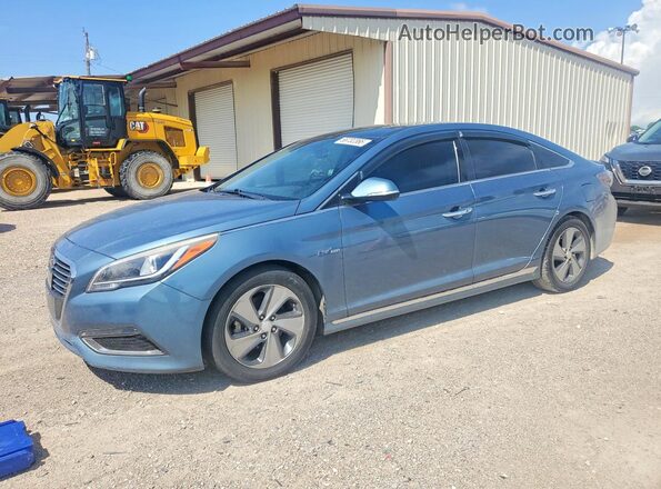 KMHE34L10GA018832 2016 HYUNDAI SONATA Blue Trasero izquierdo